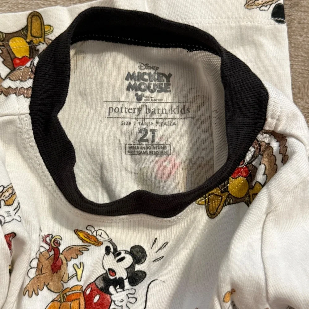 Pottery Barn Kids Disney Mickey Mouse Thanksgiving Organic Cotton Pajamas 2T